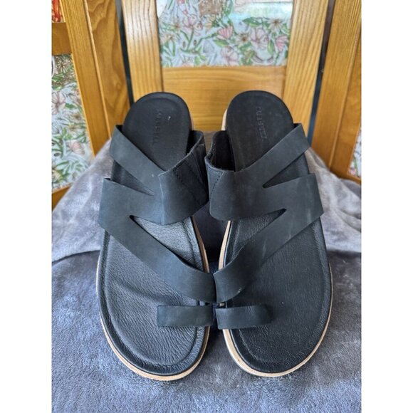 MERRELL Juno Wrap Black Slip On Leather Sandals Shoes Outdoor Travel Sz 10 - Picture 7 of 9